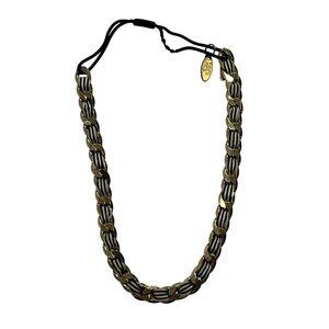Cara NY Fabric & Chain Headband in Gold White Black
